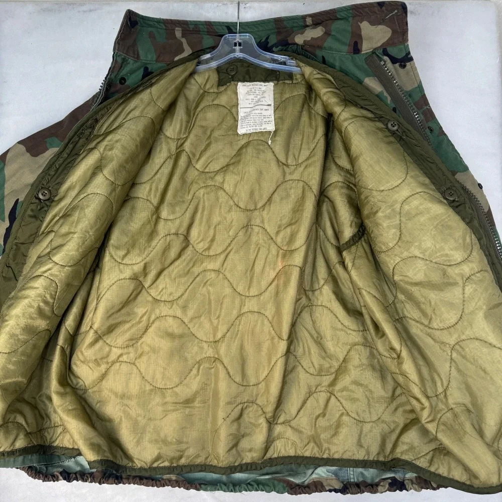 Vintage US Army M65 Field Jacket Mens M Woodland Camo Cold weather 90s & Liner